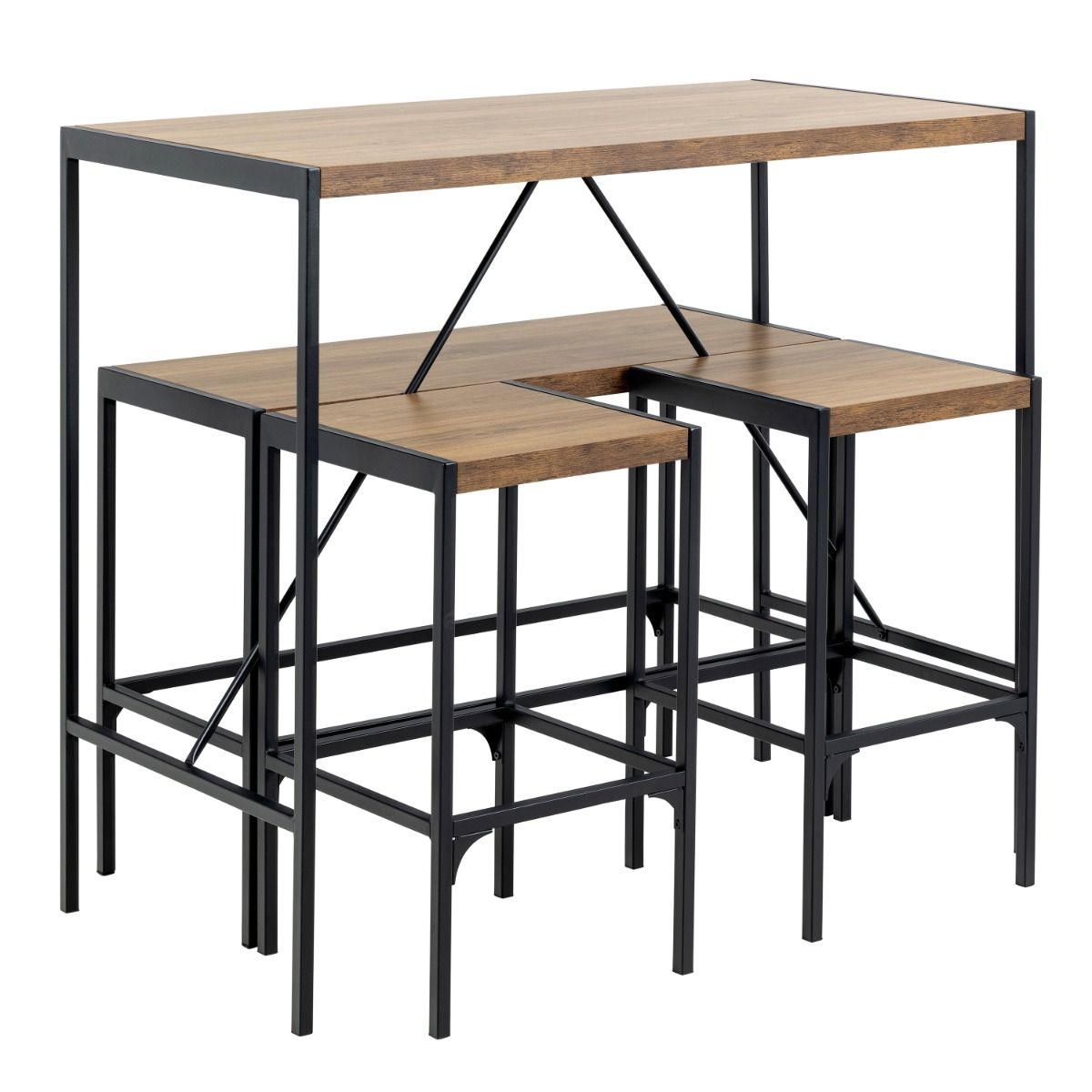 Wooden Bar Table And 2 Stools - Bahamas