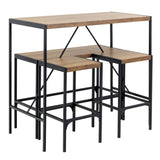 Wooden Bar Table And 2 Stools - Bahamas