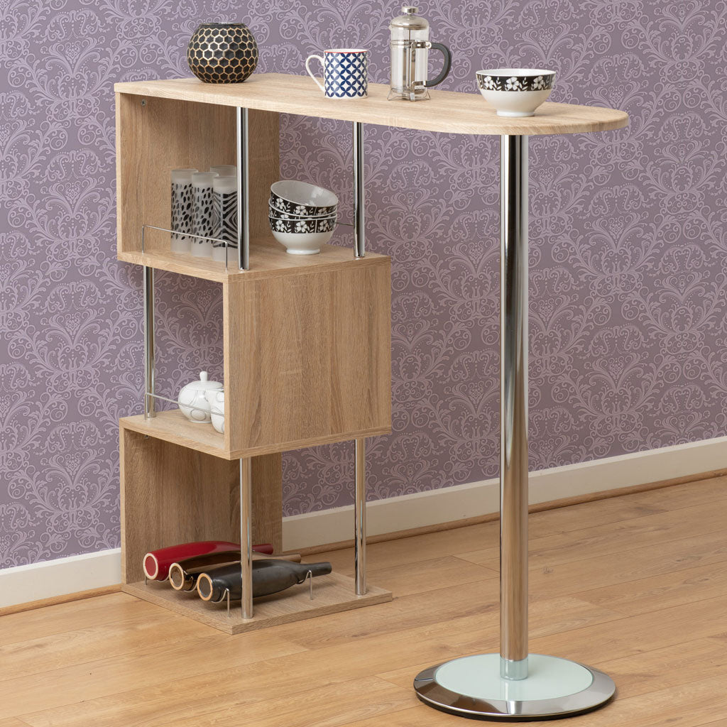 Wooden Bar Table With Chrome Legs - Charisma