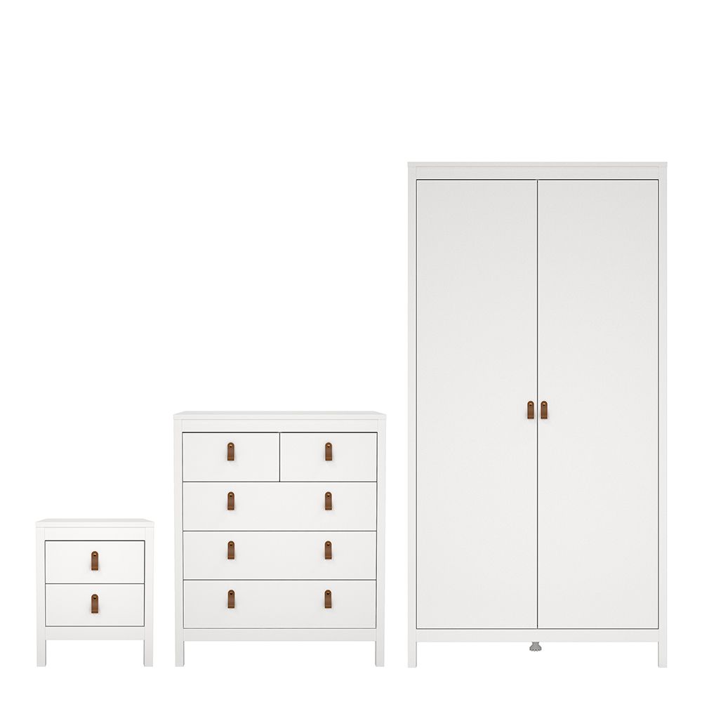 Wooden 3 Piece Bedroom Furniture Set With 2 Doors Wardrobe - Barcelona