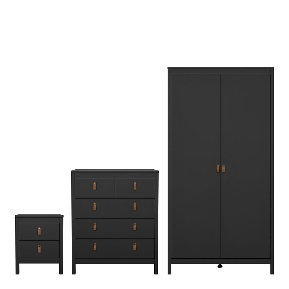 Wooden 3 Piece Bedroom Furniture Set With 2 Doors Wardrobe - Barcelona