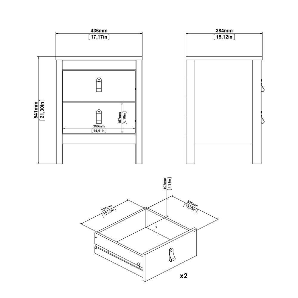 Wooden 3 Piece Bedroom Furniture Set With 3 Doors Wardrobe - Barcelona