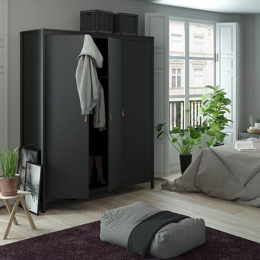 Wooden 3 Piece Bedroom Furniture Set With 3 Doors Wardrobe - Barcelona