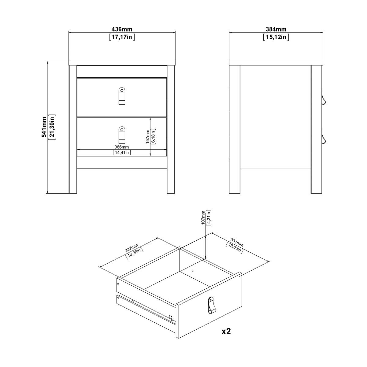 Wooden 3 Piece Bedroom Furniture Set With 3 Doors Wardrobe - Barcelona