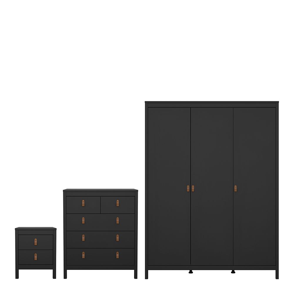 Wooden 3 Piece Bedroom Furniture Set With 3 Doors Wardrobe - Barcelona