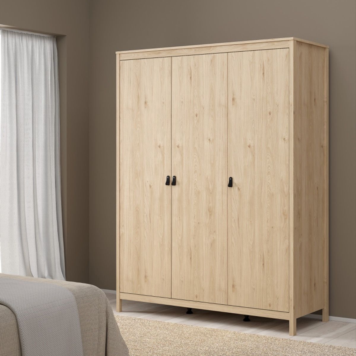 Wooden 3 Piece Bedroom Furniture Set With 3 Doors Wardrobe - Barcelona
