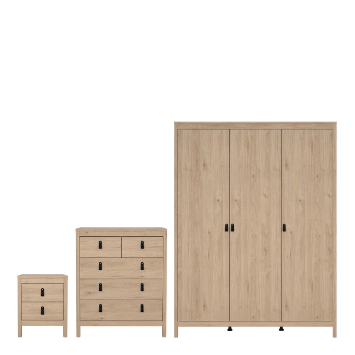 Wooden 3 Piece Bedroom Furniture Set With 3 Doors Wardrobe - Barcelona