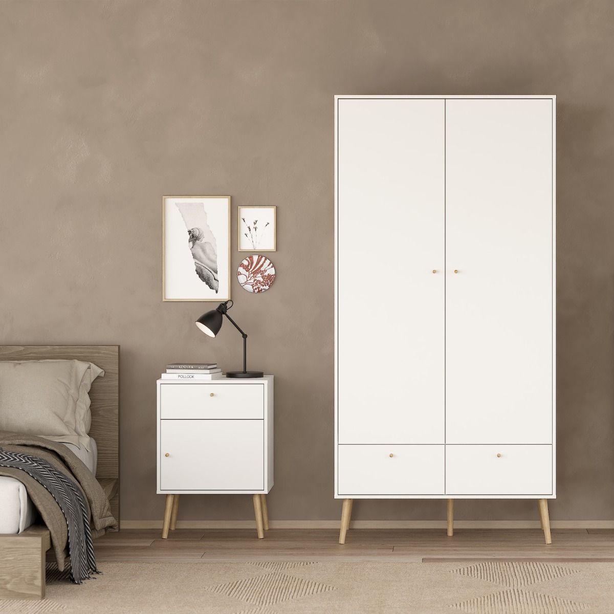 Wooden Bedside Cabinet With 1 Door And 1 Drawer - Cumbria