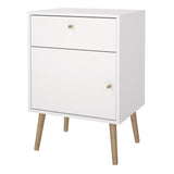 Wooden Bedside Cabinet With 1 Door And 1 Drawer - Cumbria