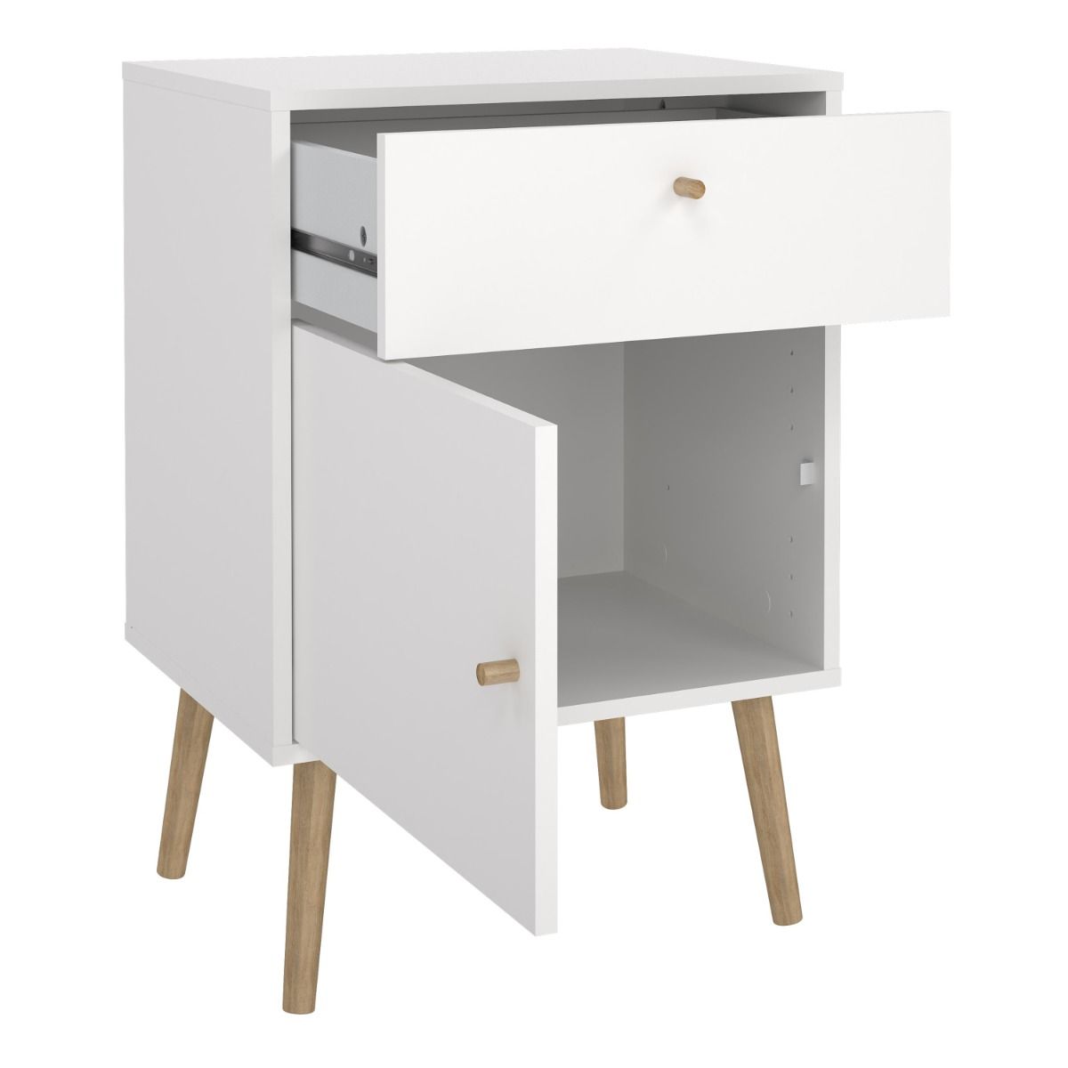 Wooden Bedside Cabinet With 1 Door And 1 Drawer - Cumbria