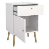 Wooden Bedside Cabinet With 1 Door And 1 Drawer - Cumbria