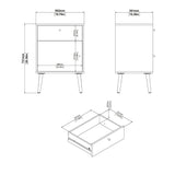 Wooden Bedside Cabinet With 1 Door And 1 Drawer - Cumbria