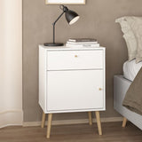 Wooden Bedside Cabinet With 1 Door And 1 Drawer - Cumbria