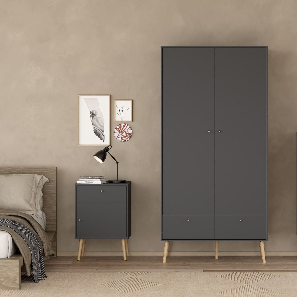 Wooden Bedside Cabinet With 1 Door And 1 Drawer - Cumbria