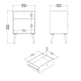 Wooden Bedside Cabinet With 1 Door And 1 Drawer - Cumbria