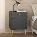 Wooden Bedside Cabinet With 1 Door And 1 Drawer - Cumbria