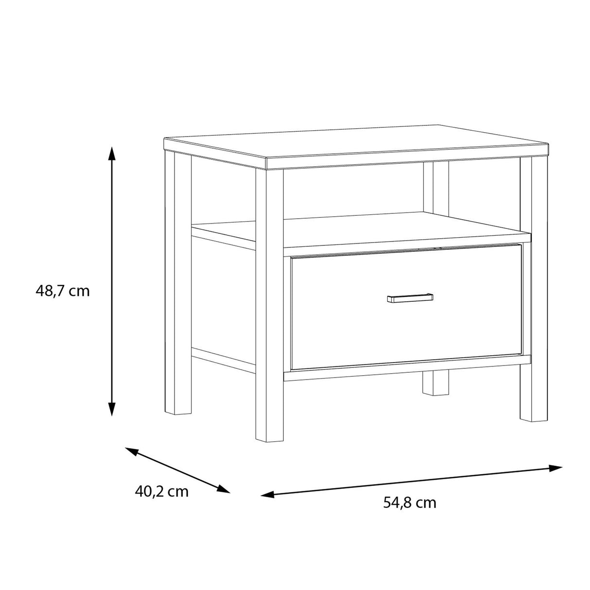 Wooden Bedside Cabinet With 1 Drawer - High Rock