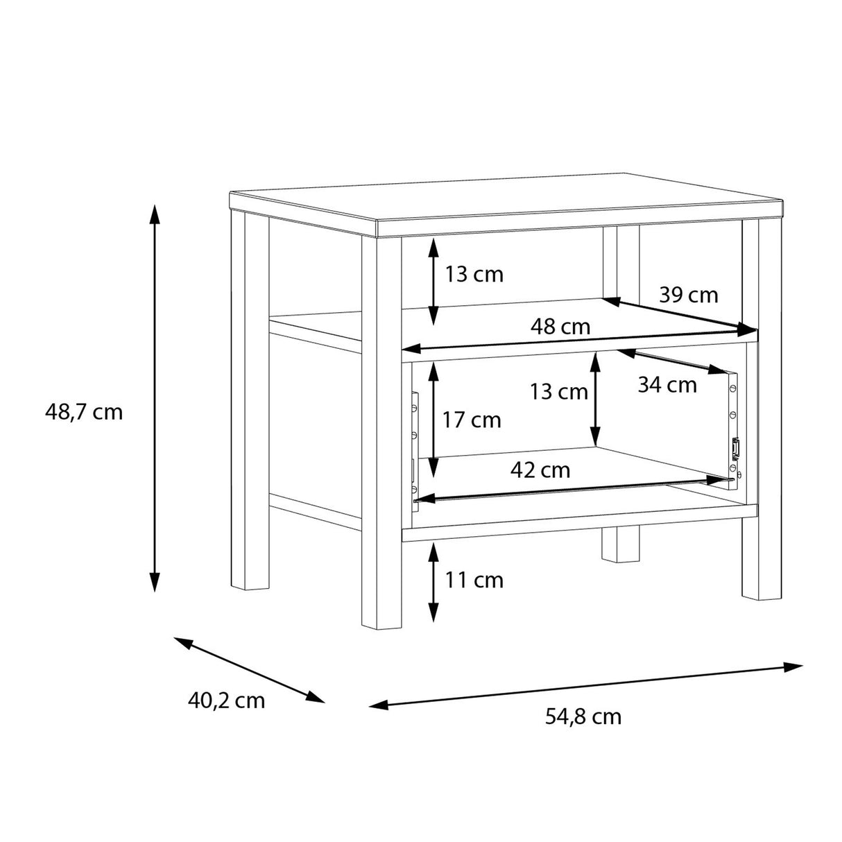 Wooden Bedside Cabinet With 1 Drawer - High Rock