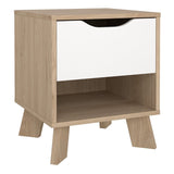 Wooden Bedside Cabinet With 1 White Front Drawer - Ikast