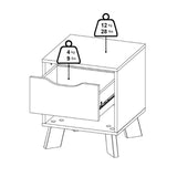 Wooden Bedside Cabinet With 1 White Front Drawer - Ikast