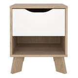 Wooden Bedside Cabinet With 1 White Front Drawer - Ikast