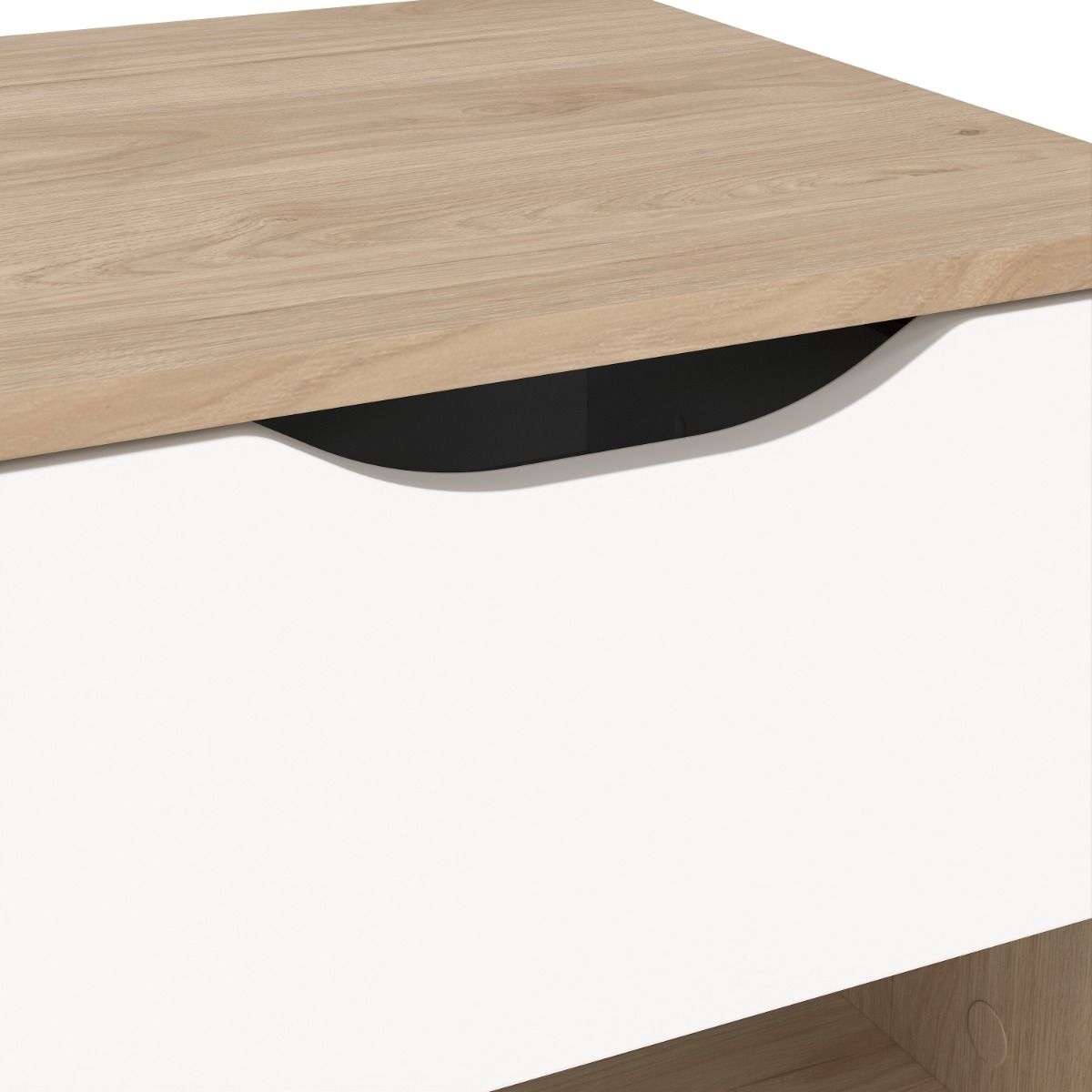 Wooden Bedside Cabinet With 1 White Front Drawer - Ikast