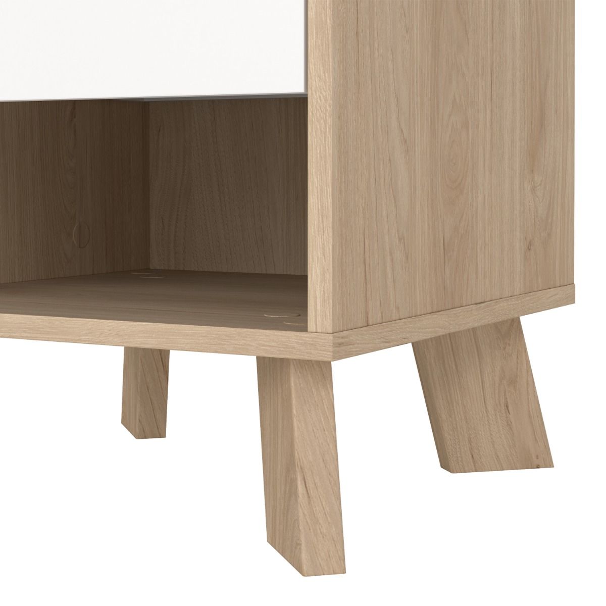 Wooden Bedside Cabinet With 1 White Front Drawer - Ikast
