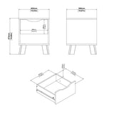 Wooden Bedside Cabinet With 1 White Front Drawer - Ikast