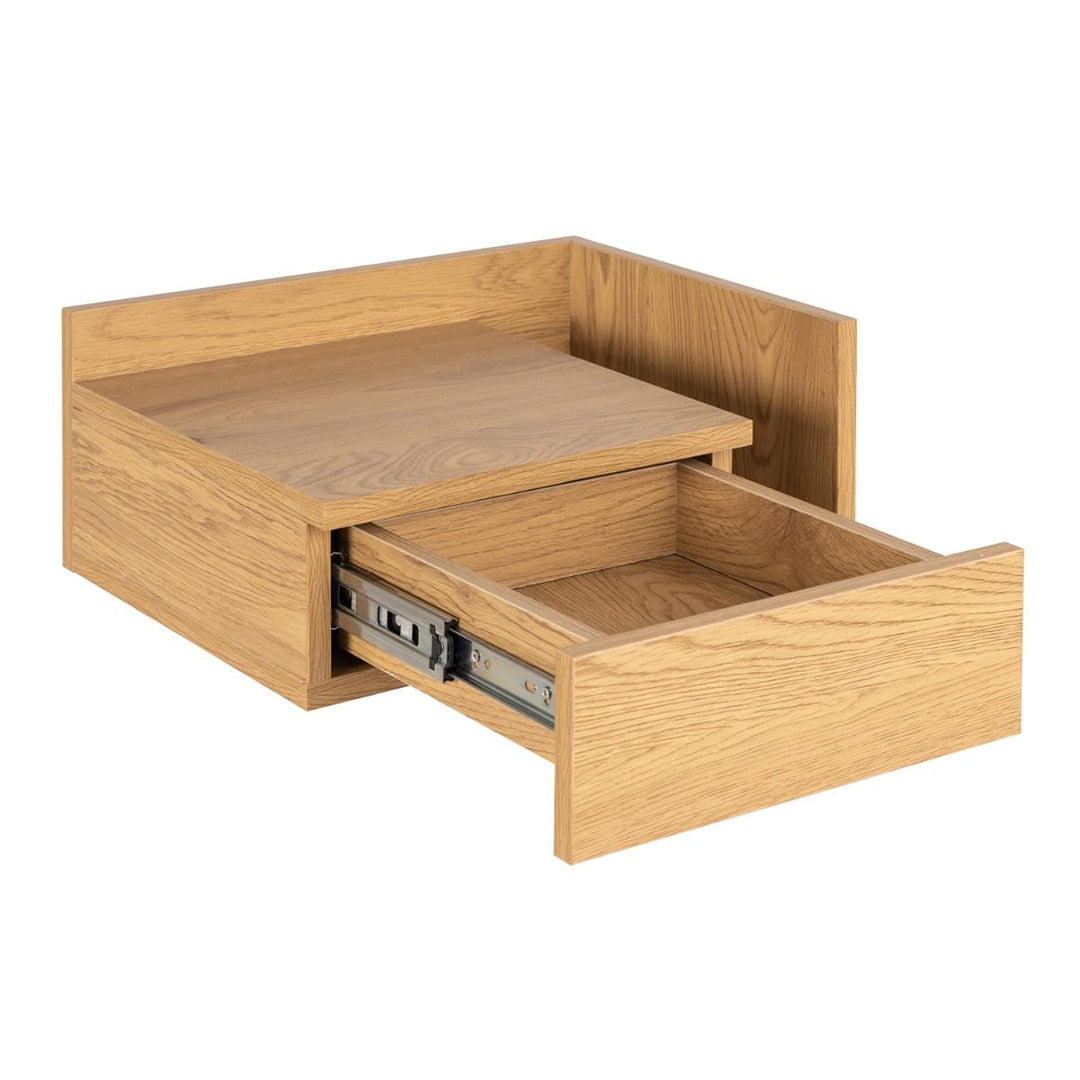 Wooden Bedside Cabinet Square Wall Hung With 1 Drawer - Ashlan