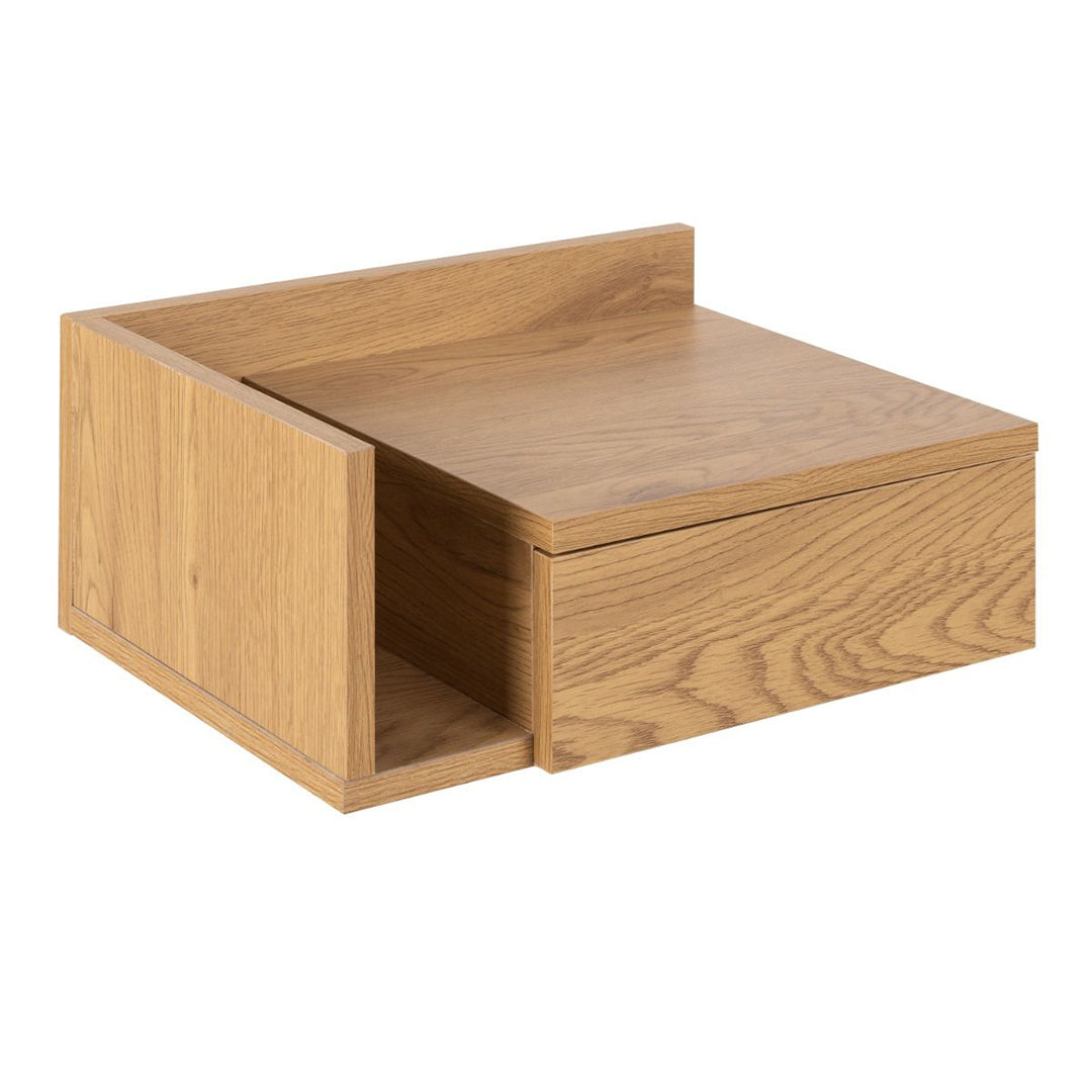Wooden Bedside Cabinet Square Wall Hung With 1 Drawer - Ashlan