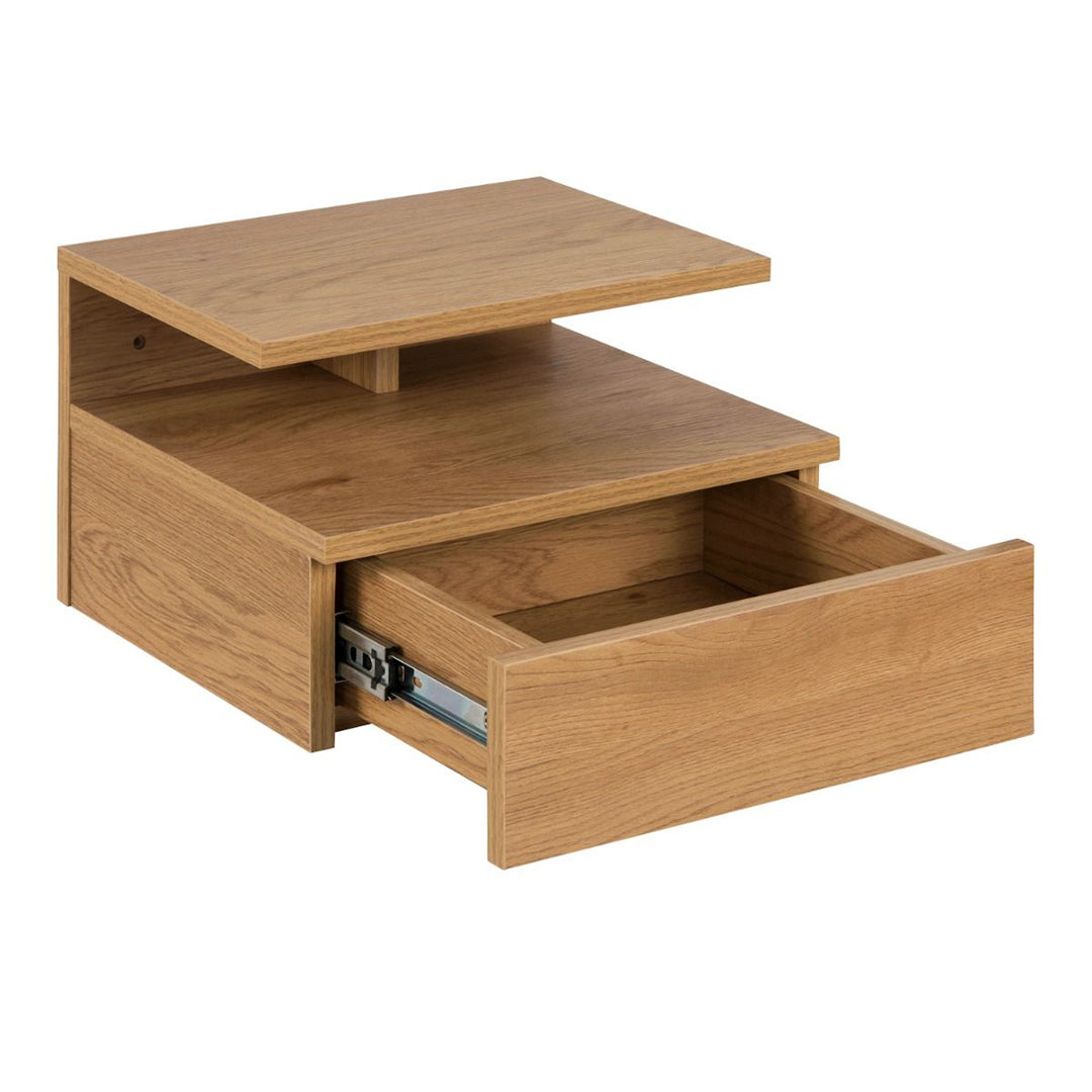 Wooden Bedside Cabinet Wall Hung With 1 Drawer - Ashlan