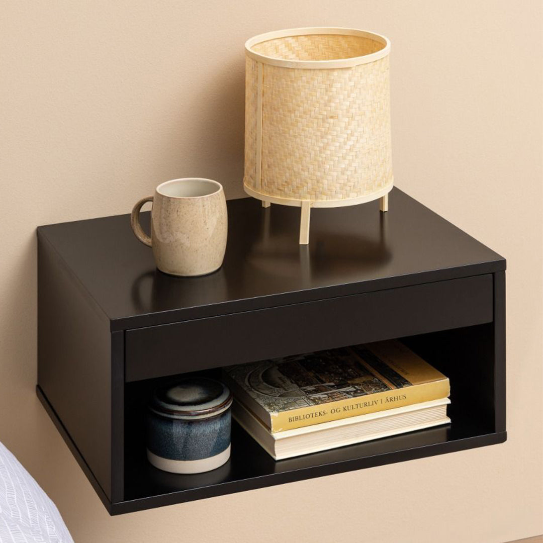 Wooden Bedside Cabinet Wall Mounted With 1 Drawer - Cholet