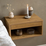 Wooden Bedside Cabinet Wall Mounted With 1 Drawer - Cholet