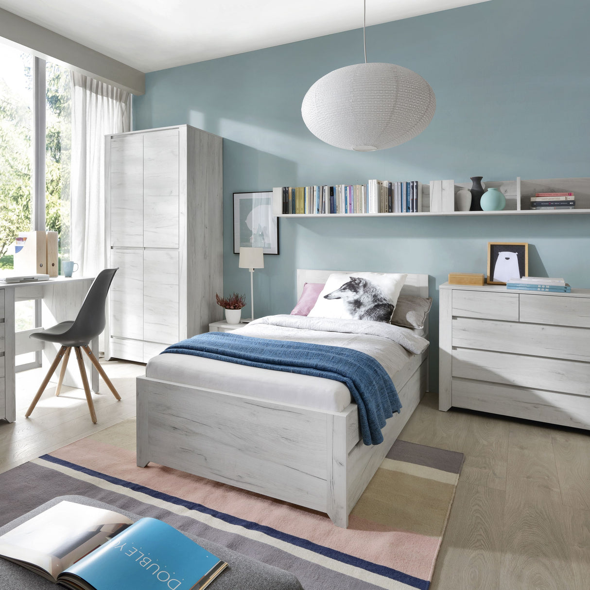 Wooden Sideboard With 1 Door And 5 Drawers - Angel