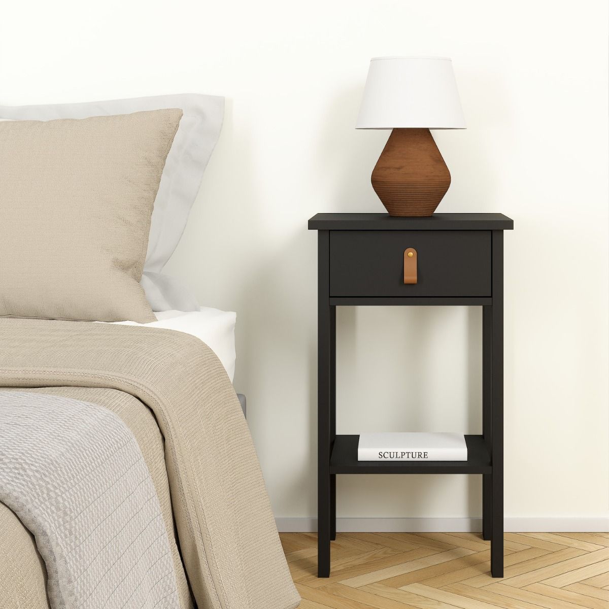 Wooden Bedside Cabinet With 1 Drawer - Barcelona