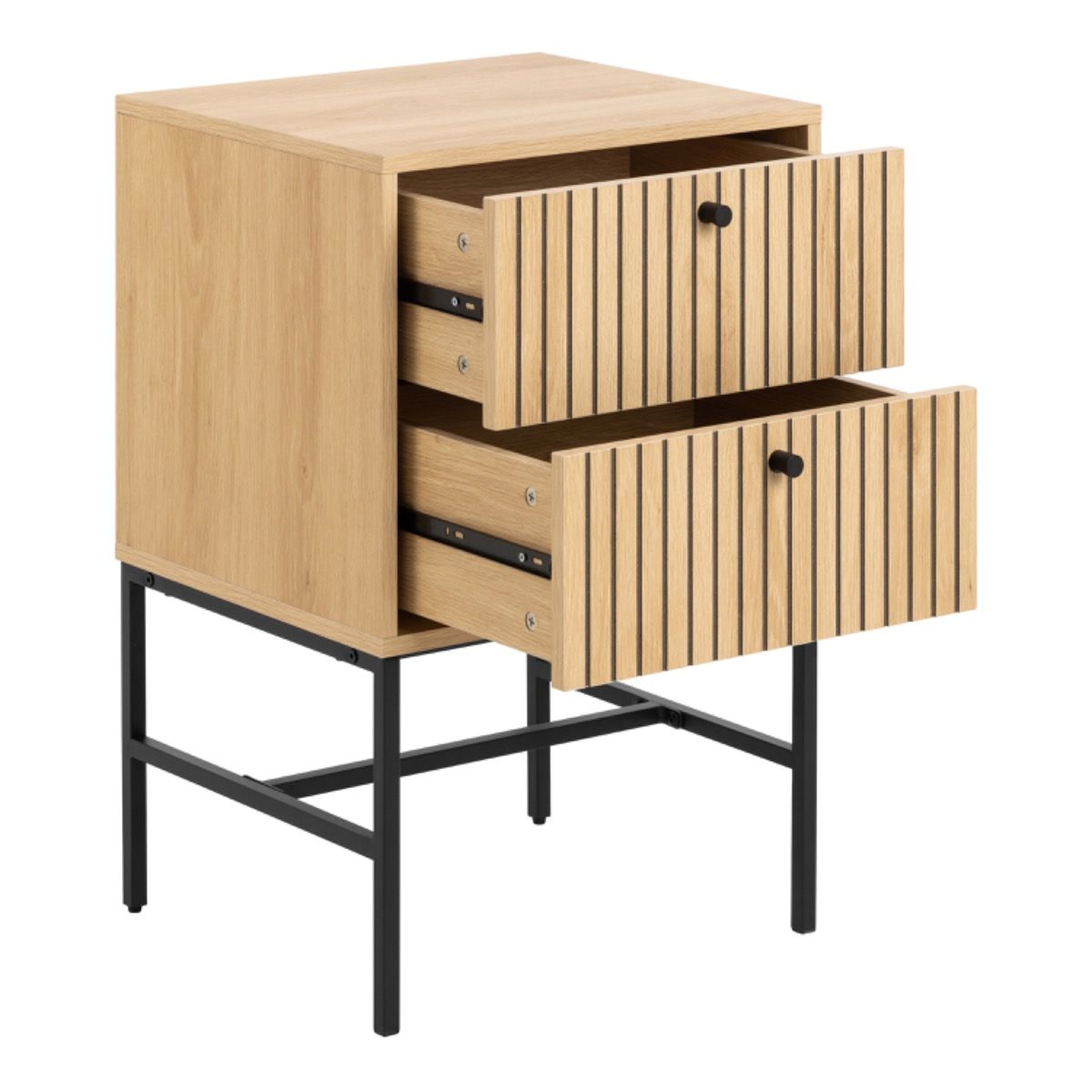 Wooden Bedside Cabinet With 2 Drawers - Albany