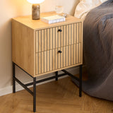 Wooden Bedside Cabinet With 2 Drawers - Albany