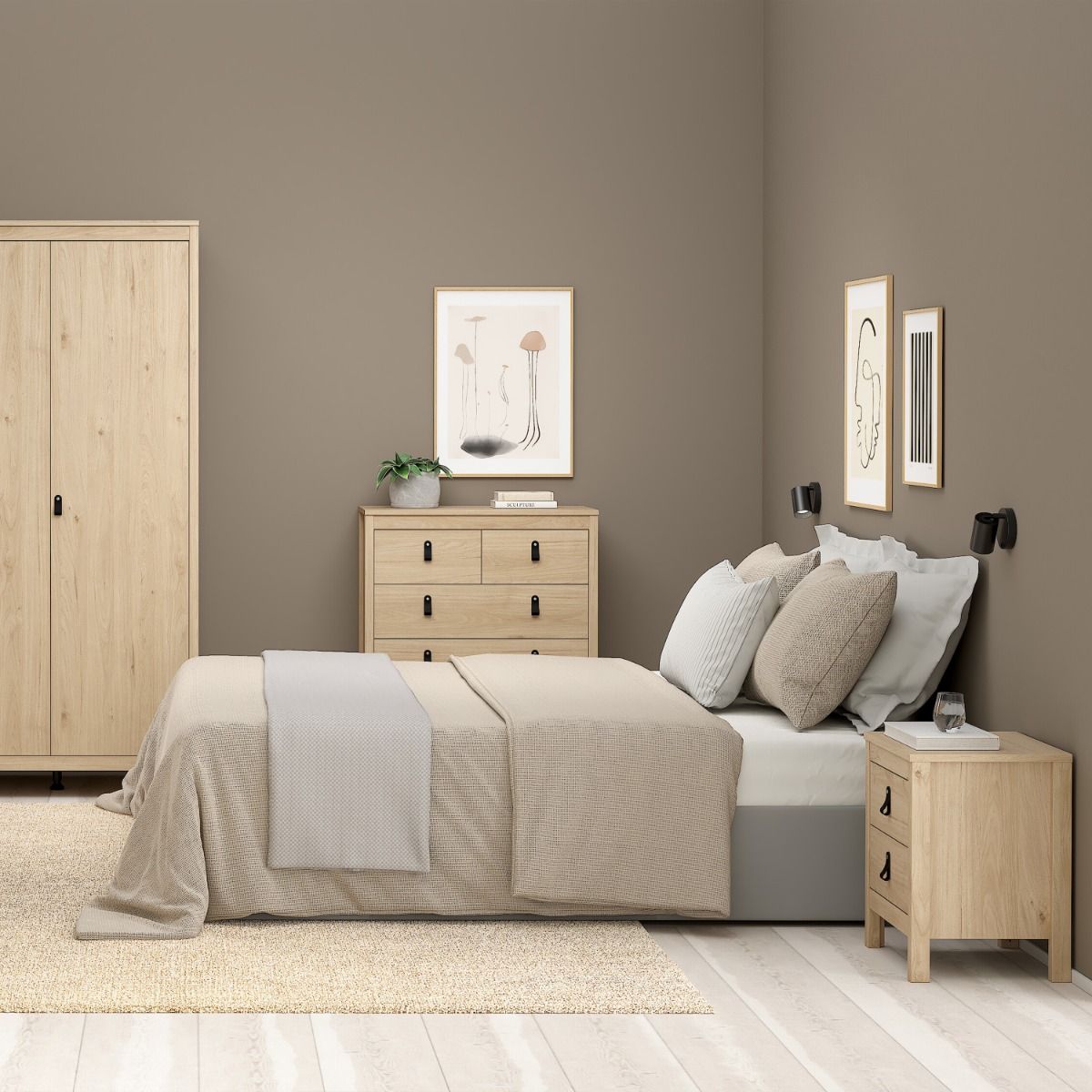Wooden Bedside Cabinet With 2 Drawers - Barcelona