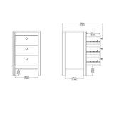Wooden Bedside Cabinet With 3 Drawers - Barcelona