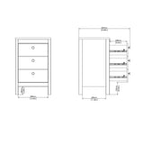 Wooden Bedside Cabinet With 3 Drawers - Barcelona