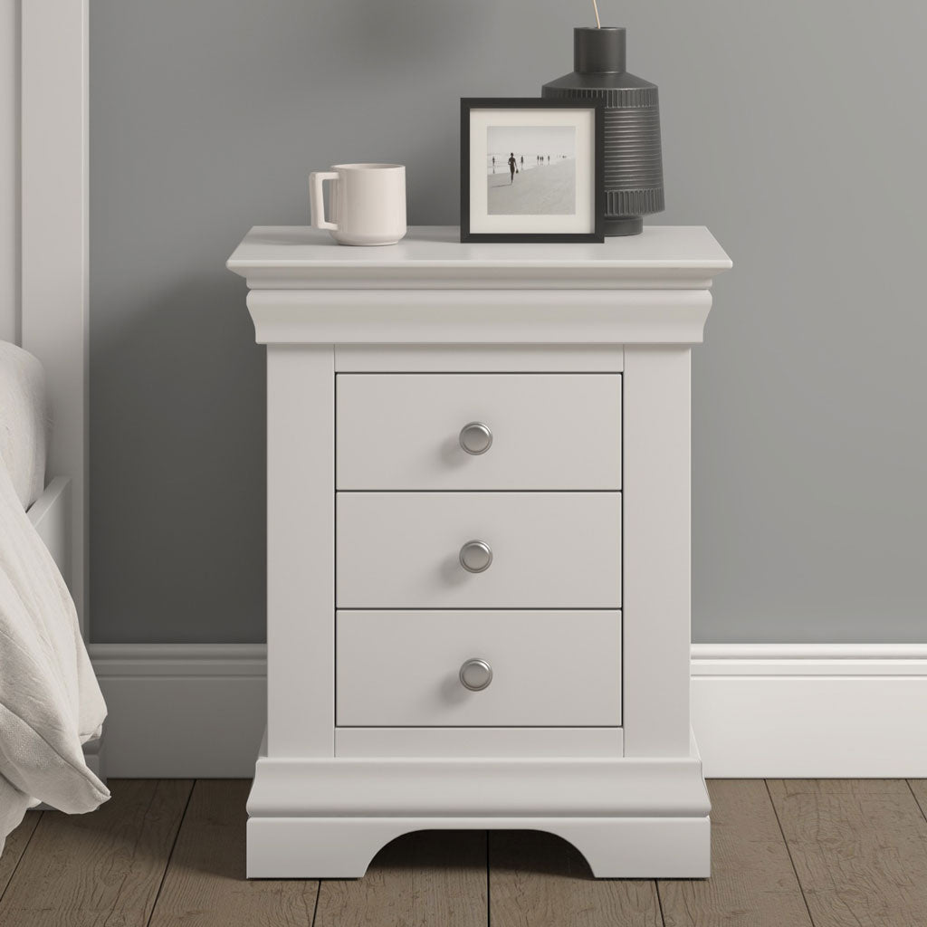 Wooden Bedside Cabinet With 3 Drawers - Bordeaux