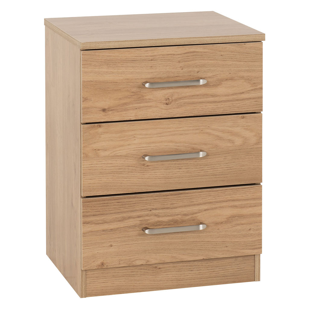 Wooden Bedside Cabinet With 3 Drawers - Dakota
