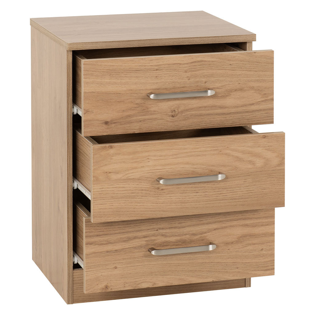 Wooden Bedside Cabinet With 3 Drawers - Dakota