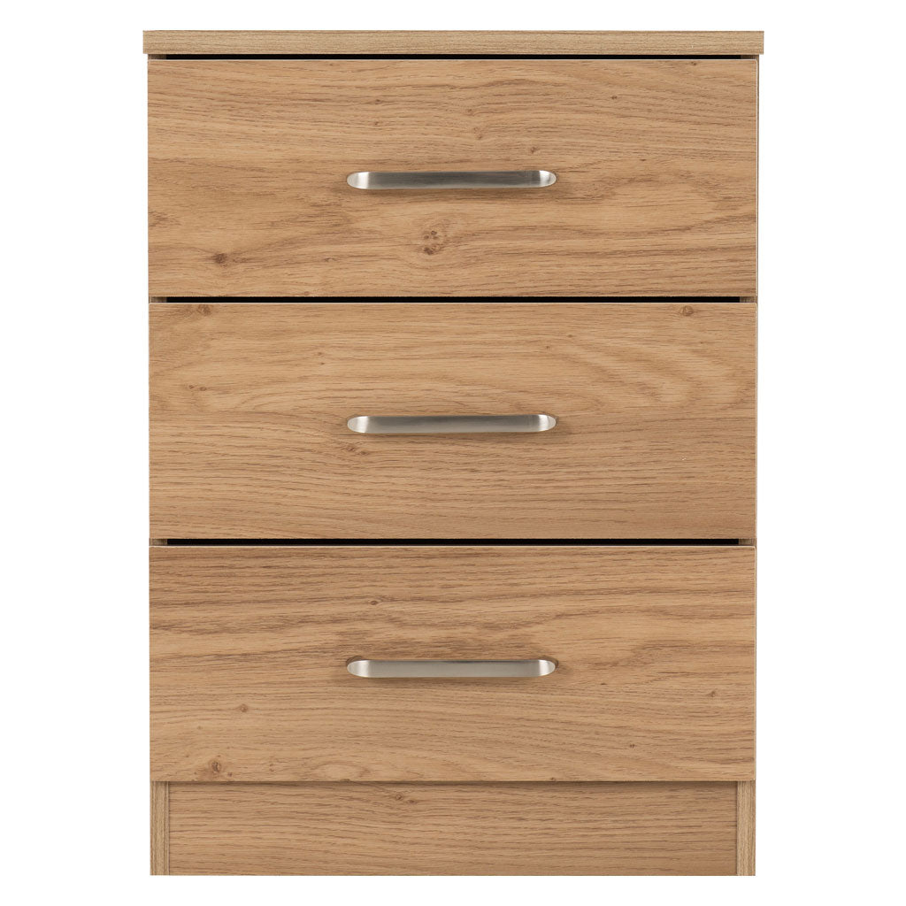 Wooden Bedside Cabinet With 3 Drawers - Dakota