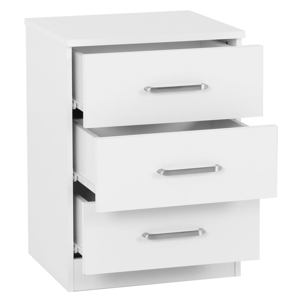 Wooden Bedside Cabinet With 3 Drawers - Dakota