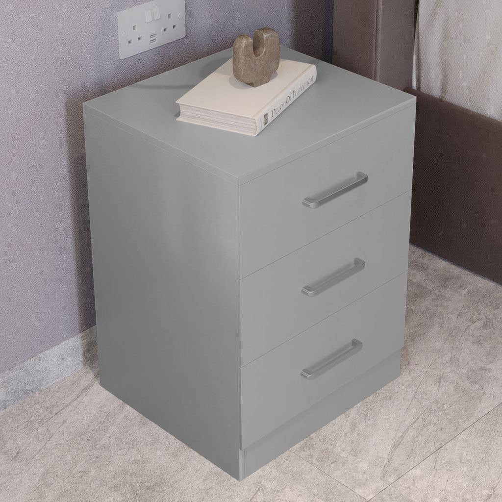 Wooden Bedside Cabinet With 3 Drawers - Dakota