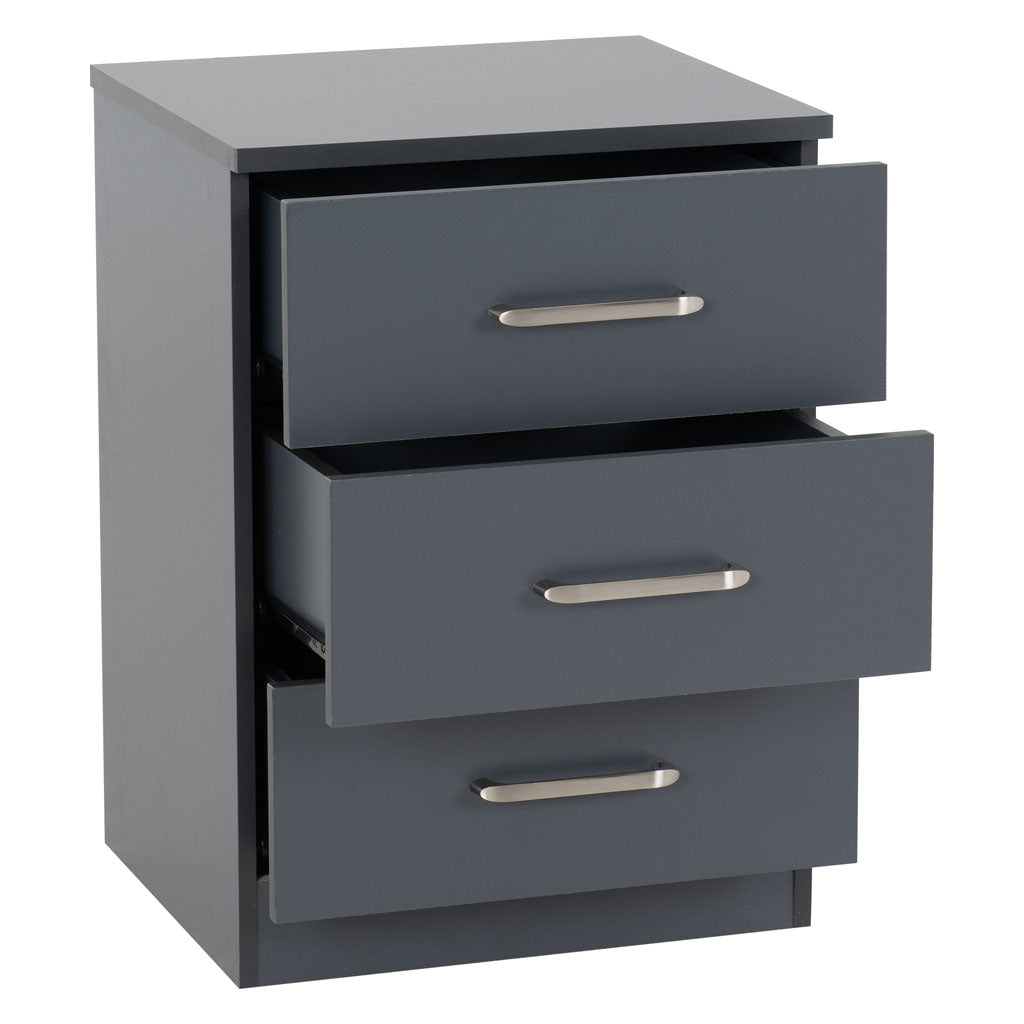 Wooden Bedside Cabinet With 3 Drawers - Dakota