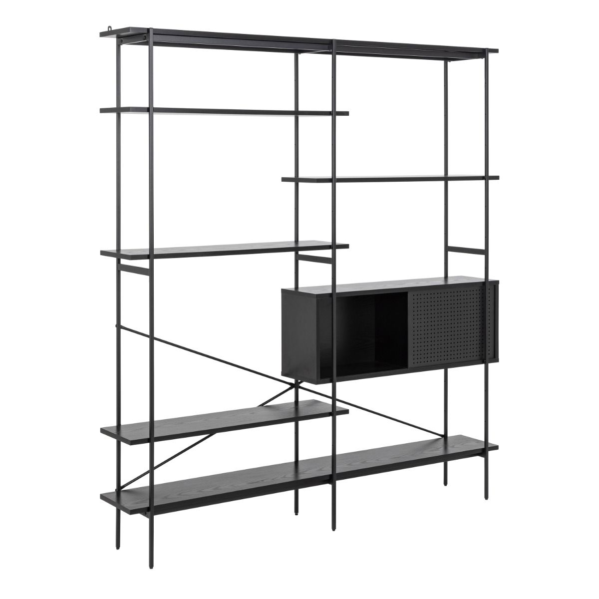 Wooden Bookcase With 1 Sliding Door And 5 Shelves - Angus
