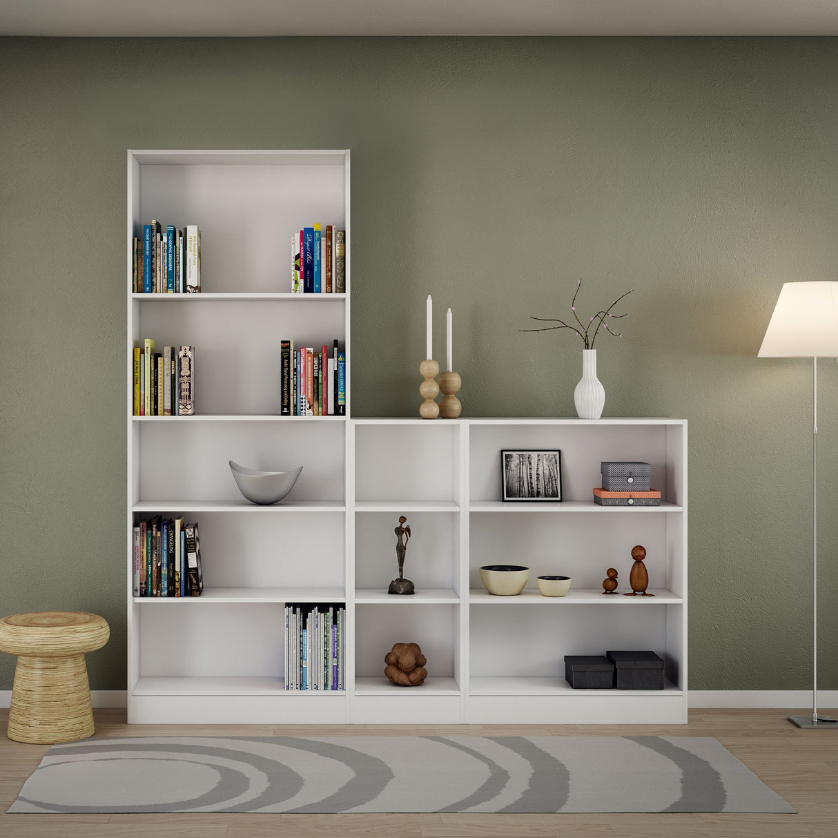 Wooden Bookcase With 4 Shelves Tall And Wide - Basic