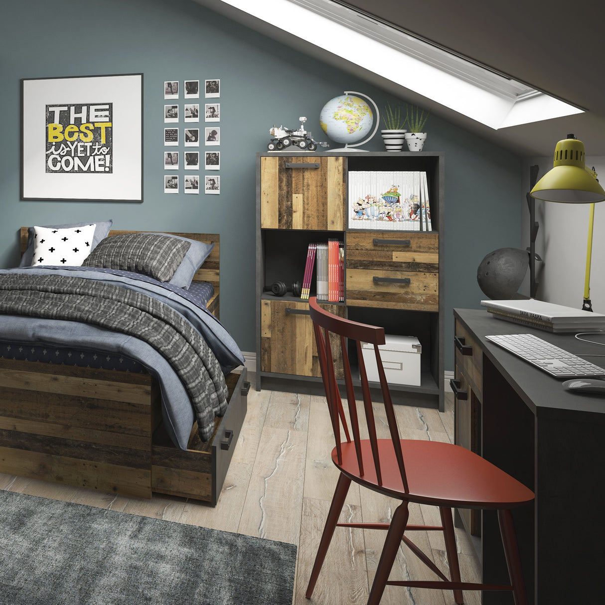 Wooden Bookcase Low With 2 Doors And 2 Drawers - Brooklyn